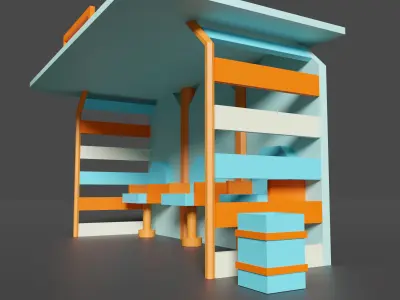 Bus stop  Beauty street Low-poly 3D model