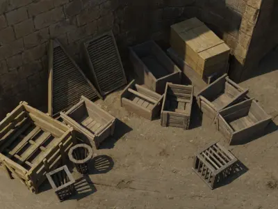 Mediveval crates megapack Low-poly 3D model