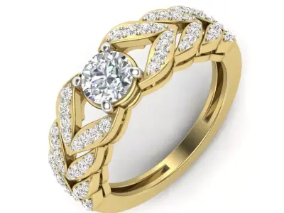 light weight  Yellow gold diamond rings-PR-472-DIA 3D print model