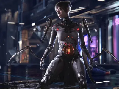 3d Cyberpunk Girl - Game Ready and Recordings Low-poly 3D model