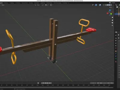 Wooden Seesaw Teeter Totter - 01 Playground Low-poly 3D model
