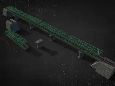 Rail Iron Bridge Modular Type one 3D model