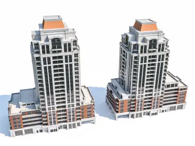 Residential Tower Complex 04 Low-poly 3D model