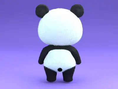 Stylized cartoon panda bear 3D model