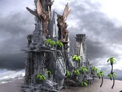 Tribal City Island beach Towers Kit bash 3  3D model