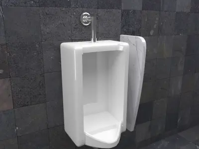 Collection Urinal 3 on tiled wall 3D Model Pack