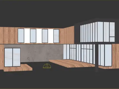 L-Shape House Free low-poly 3D model