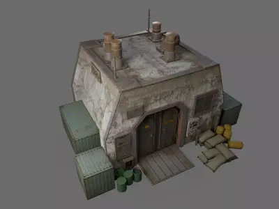 Post-Apocalyptic Bunker Low-poly 3D model