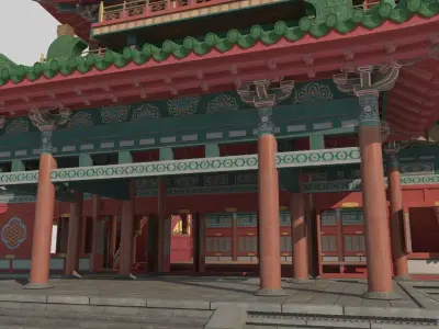 Ancient Asian Architecture Glazed Palace 3D model