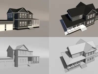cartoon country cottage Low-poly 3D model