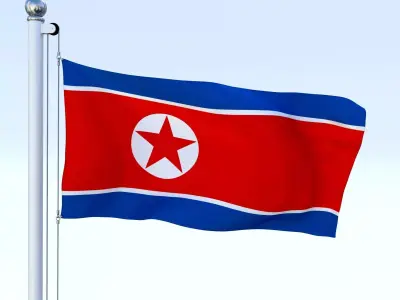 Animated North Korea Flag Low-poly 3D model
