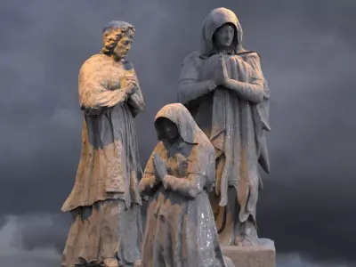 Renaissance  Prayer statues 3 3D model