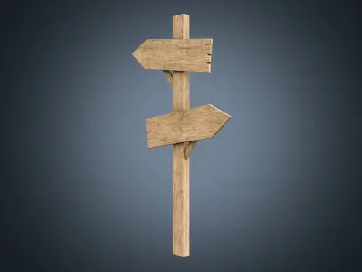 Signboards wooden 01 Low-poly 3D model