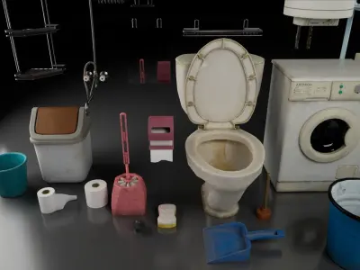 Post Soviet Toilet and Bathroom UE4 Low-poly 3D model
