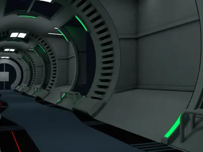 Spaceship Corridor 3D model buy