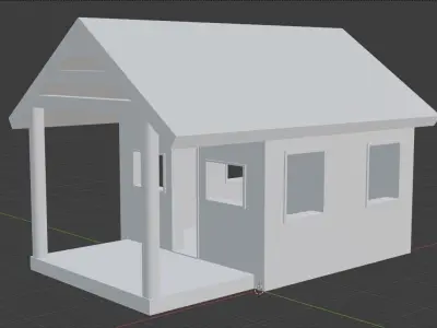 Wooden Hut Low-poly 3D model