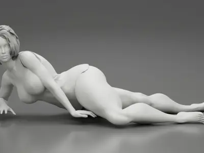 Beautiful Young Girl Lying On a Floor 3D print model