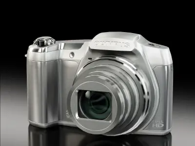 Olympus Stylus SZ16 Silver compact digital camera Low-poly 3D model