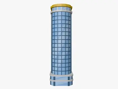 Cartoon skyscraper building 3 Low-poly 3D model