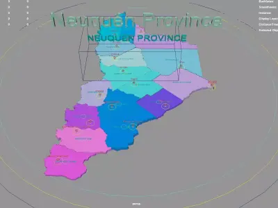 Neuquen Province  Argentina map region geography political 3D model