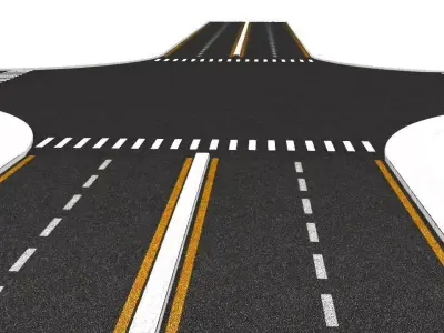 Road straight VR  low-poly 3D model Low-poly 3D model