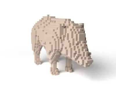 Wildboar Minecraft Voxel Low-poly 3D model
