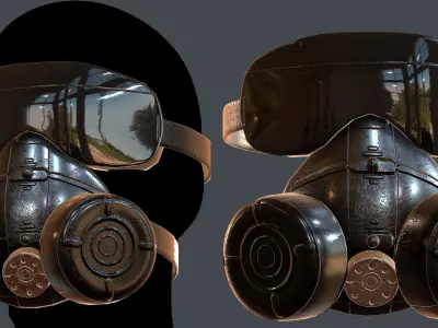 Gas mask helmet 3d model scifi Low-poly  Low-poly 3D model