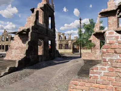 Ruined City WW2 1945 3D model