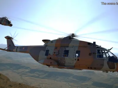 Tactical Support Helicopter Camo with Interior Rigged 