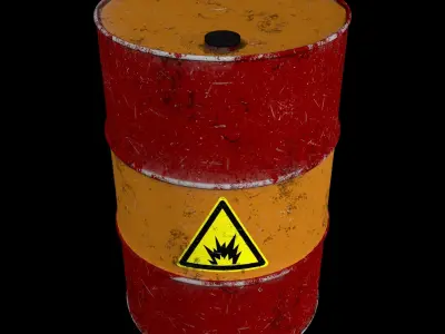 Damage Orange Barrel Low-poly 3D model