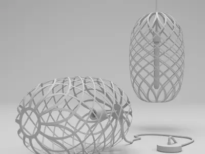 Pendant Lamp Gold Braid Metal Mesh 3D model