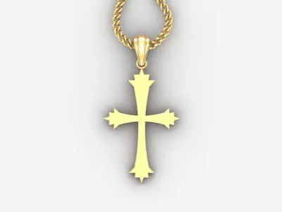 Light Gold 18K Cross Pendant 1CP021 3D print model