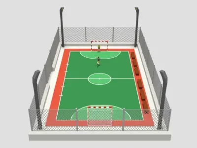 Cartoon Street Football Court 3D model