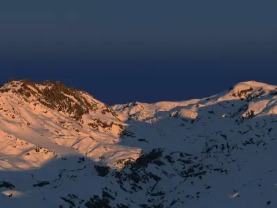 Snowy mountain with parametric snowiness material 3D model
