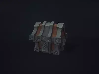 Hand drawn stylized treasure chest  Low-poly 3D model