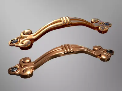 Doorknob pair of brass pull handles 3D model