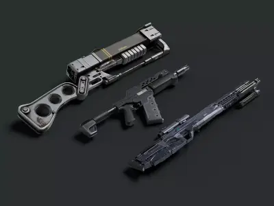 Sci-Fi Gun Pack - Production Ready 3D model