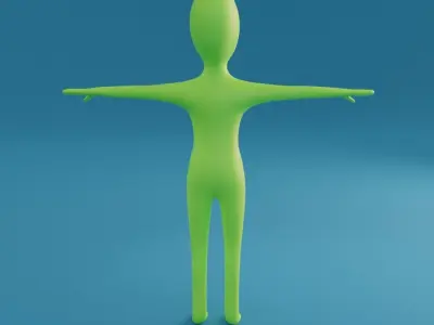 Cartoon Alien Low-poly 3D model