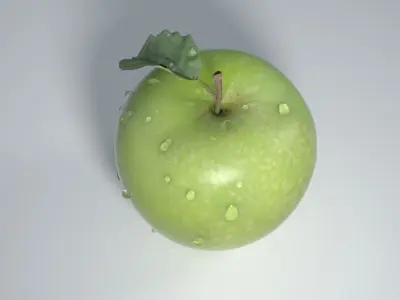 Green Apple Granny Smith Apple with dew 3D model