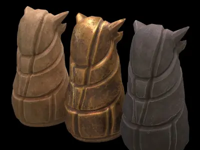 Totem three owl statues 3D model