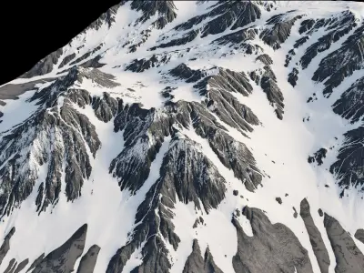 snowy mountains with slope 3d terrain model Low-poly 3D model