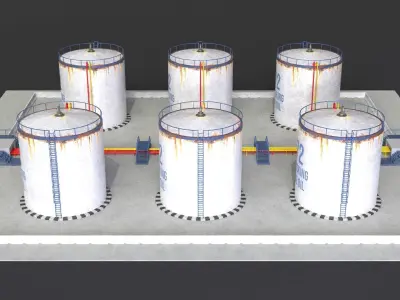 PBR Lowpoly Oil Refinery - Crude Oil Site Game Ready Low-poly 3D model