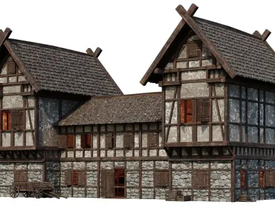 Old Medieval Building House 4K Textures GameReady 67 Low-poly 3D model