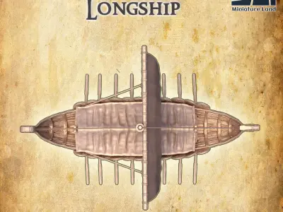 Viking Longship Tabletop Terrain 28 MM 3D print model