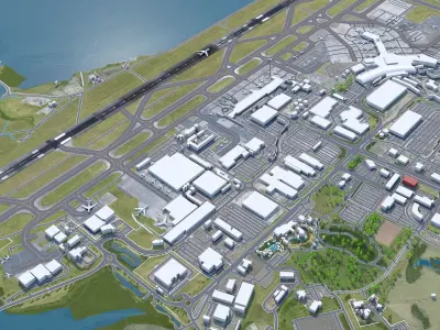 Auckland Airport 10km Low-poly 3D model