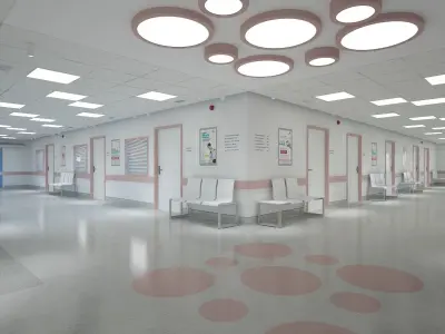 Hospital Corridor and Furniture 3D model