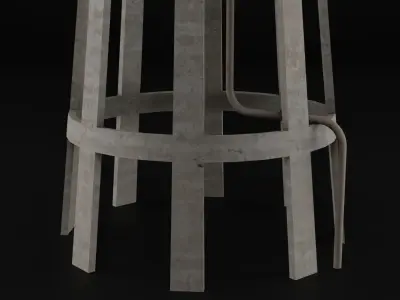 Water Tower Low-poly 3D model 10