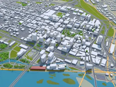 Richmond Virginia USA 40km Low-poly 3D model