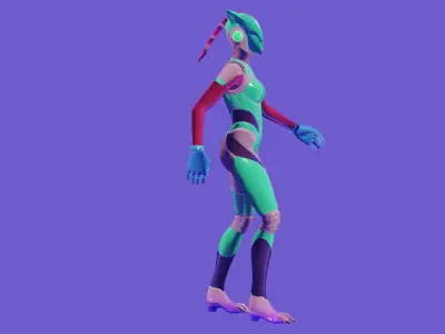 Cat Neon Low-poly 3D model