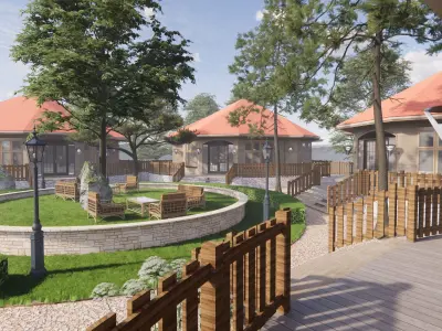 HOUSE COTTAGE CABIN HUT VILLAGE PACK Low-poly 3D model Low-poly 3D model